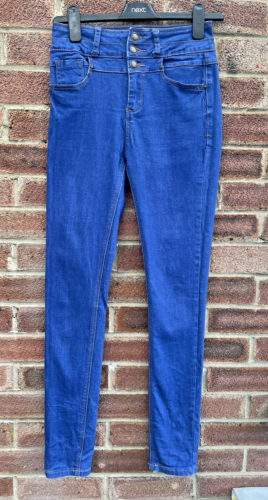 New Look Women's Blue HIGH WAIST Skinny Jean Trousers Size 10 / 38 - Afbeelding 1 van 8
