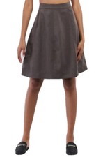 Vtg-y Grey Knee Length Full Skirt Side Slash Pockets New Schoolgirl Coquettish
