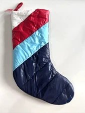 Wondershop Puffer Christmas Stocking 19" w/ Faux Fur Lining Blue, Red & White