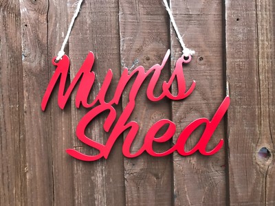 ''Mamas Shed'' - Gartenschild zum Aufhängen aus Stahl Metall Wandbild Geschenk Muttertag