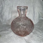 Vintage Pink Depression Glass Tumble Up Bedside Floral Water Carafe / Vase 6.5"