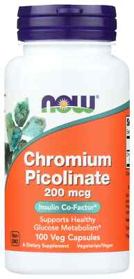 NOW FOODS, CHROMIUM PICOLINATE Chrom 200mcg 100 Veg. Kapseln SUPER PREIS