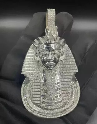 Men's  3.40Ct Lab-Created Diamond Egyptian King Charm Pendant White Gold Plated