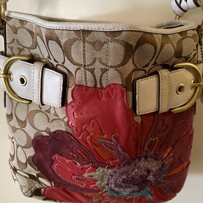 Coach Signature CC Wallet W/ Poppy Hobo J05q-6123 Shoulder Bag for