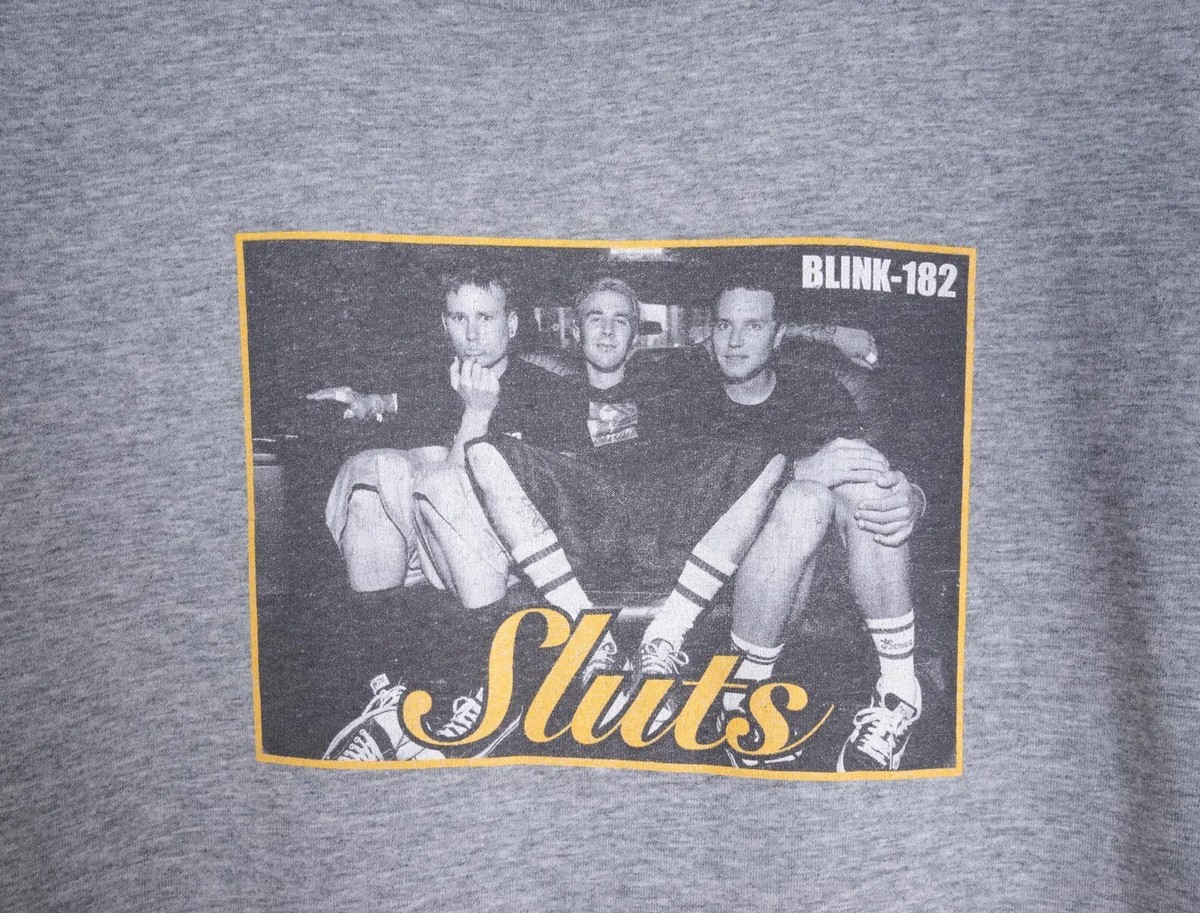 Blink 182 Vintage 90s Sluts T-Shirt M Gray Punk Band Tee Y2K