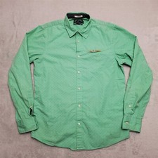 Scotch Soda Shirt Mens Medium Green Relaxed Fit Geometric Long Sleeve Casual