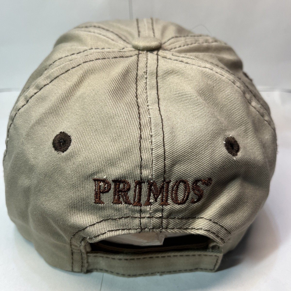 Primos Hunting Game Calls Hat Cap Beige/Tan Strapback Buck Deer Antlers View 3