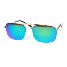 Unisex Half Rim Sunglasses Square Rectangular Navigators