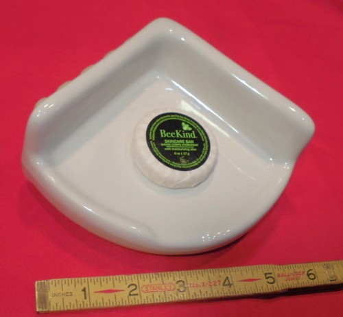 Vintage White Color: Extra Small Ceramic Corner Bath-Shower Soap Dish-Shelf 5" - Picture 10 of 12