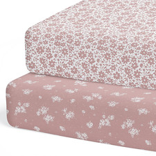 2-Pack Crib Sheet for Standard Crib Toddler Mattress Antique Rose - Premi...