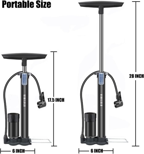 Bike Floor Pump with Gauge,Bike Pump High Pressure 160 Psi,Bicycle Pump with Air - 第 5/24 張圖片