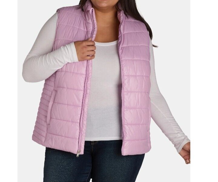 Time and Tru Women's Plus Size 2X 20W-22W Dusty Orchid Puffer Vest