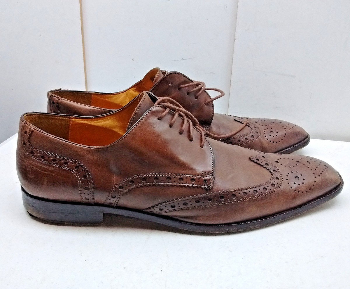 Saks Fifth Avenue Brown Leather Wingtip Derby Shoes Saks Fifth Avenue Mens Brown Leather Oxford Wingtip Brogue  main image 3