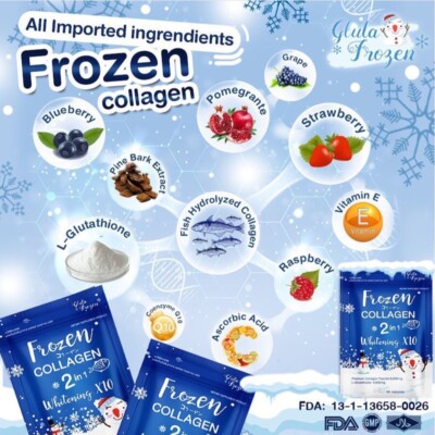 3x Frozen Collagen 2 IN 1 Whitening Skin 60 Capsules Frees