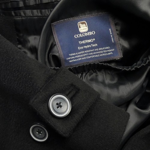 MINT Cashmere Peak Lapel Top Stitch Coat Jacket Black 44 Colombo Storm System - Picture 10 of 12