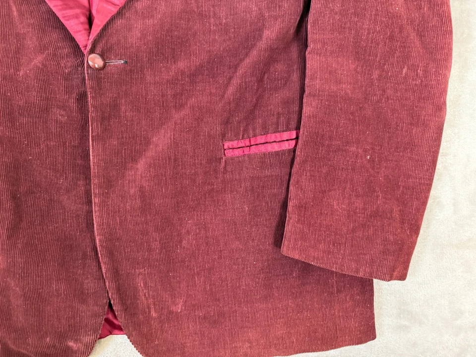 Chaqueta de Terciopelo Vintage Roos Bros Logo Conejito Cuello Satinado Bolsillos Estilo Disfraz Foto 3 de 4