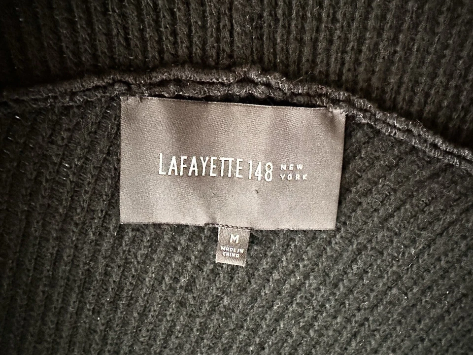 Cárdigan Suéter Cápsula Negro Para Mujer Lafayette Lana Cachemira M Foto 3 de 3