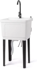13-Gallon Utility Sink Laundry Tub for Washing Room, Freestanding Utility Sink w