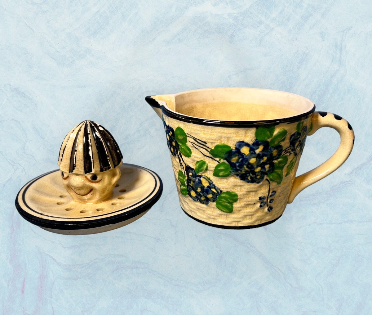 Vintage 1930s japan ceramic ornate figural hand painted lemon