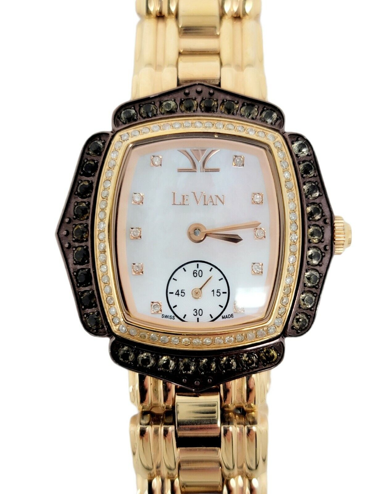 LeVian Watch Chocolate Diamonds MOP Rose Gold Tone Swiss Quartz Watch ZRPA 59
