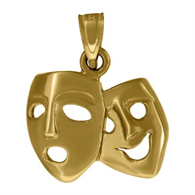 10k Gelbgold Gesichtsmasken Charm Anhänger für Frauen 1,4gm
