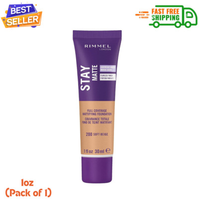 Rimmel London Stay Matte Liquid Mousse - 200 Soft Beige - Foundation, 1oz Pack 1