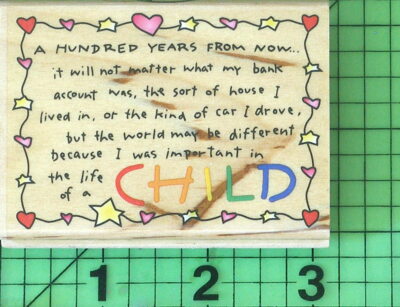 Kathy Davis Important in the Life of a Child rubber stamp by Inkadinkado 6715-N