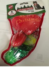Holiday Stocking for Cat Toy S 5pc Great Gift Assorted toys