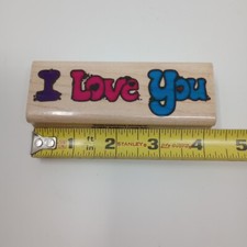 Impressive Stamps Jumbo I Love You Words Phrases 1990 Wood Mounted Rubber Stamp