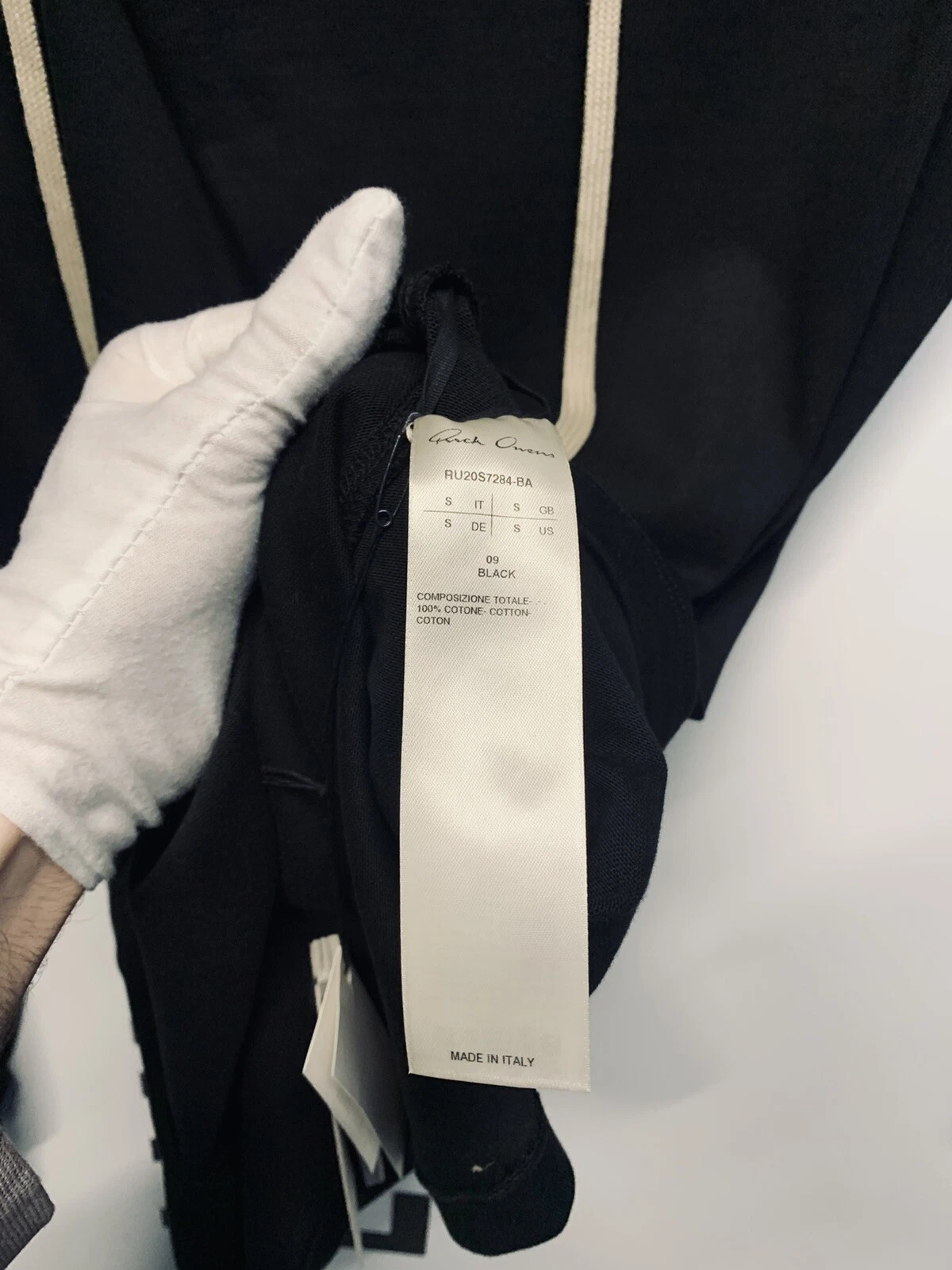 Felpa con cappuccio nera Rick Owens dettaglio pieghevole cotone taglia small prezzo disponibile £430