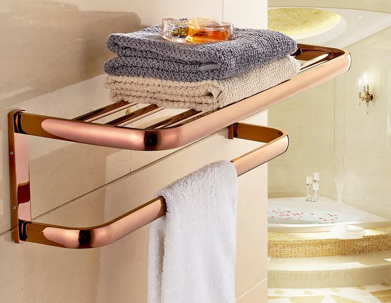 Brass Wall Mounted Shower Caddy Basket Gold/ Rose Gold