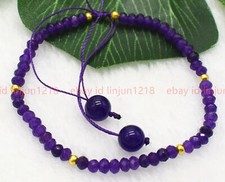 Natural 2x4mm Faceted Purple Amethyst Gemstone Beads Stretchable Bracelet 7.5''