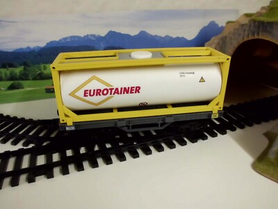 Tankcontainerwagen Eurotainer Spur 1/G von Dickie - New Ray - New Bright