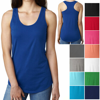 #ad #ad Ladies Flowy PRESHRUNK Racerback Tank Top Cotton Poly Womens Junior XS 2XL NEW $12.99