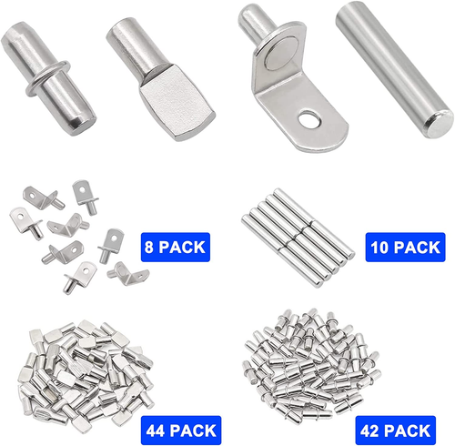 104Pcs Shelf Pins Kit,4 Styles Nickel Plated Shelf Support Pegs,Bookshelf Pegs f - Picture 4 of 7