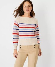 ANN TAYLOR STRIPED BOATNECK SWEATER