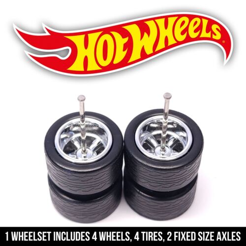 1/64 Scale 5 SPOKE MUSCLE v4 Real Rider Wheels Rims Tires Set for Hot - Picture 2 of 13