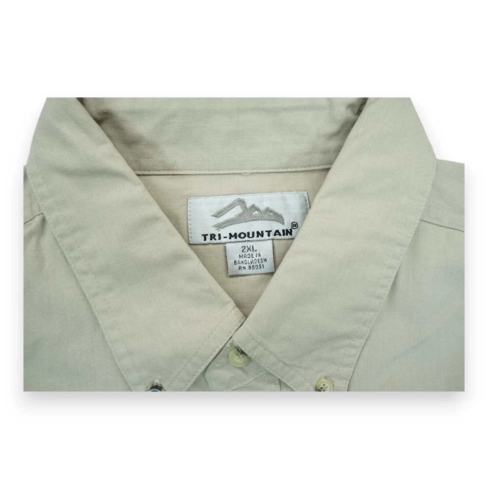 Новый с Ярлыками Tri-Mountain мужчин 2XL бежевый воротник рубашка с длинным рукавом - Изображение 4 из 4