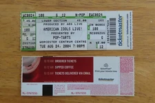 UNUSED AMERICAN IDOLS LIVE! August 24 2007 CENTRUM Concert Ticket JORDIN SPARKS