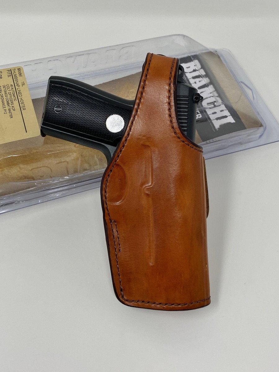 Bianchi 17642 Leather 19L Thumbsnap OWB Belt Slide Holster RH for