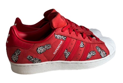 Adidas X Granja Cuero Rojo Superstar Piña Bordada Tenis Mujer Talla 7 - Imagen 3 de 11