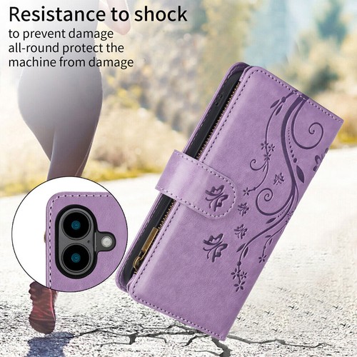 Magnetic Leather Zipper Wallet Flip Cover For iPhone 16 Pro Max 15 14 13 12 Case - Picture 10 of 61