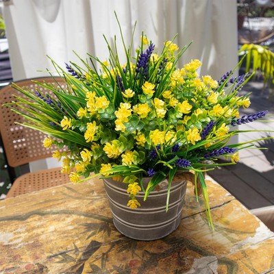 Artificial Flowers for Outdoors,12 Bundles UV Resistant Artificial Plants Out...