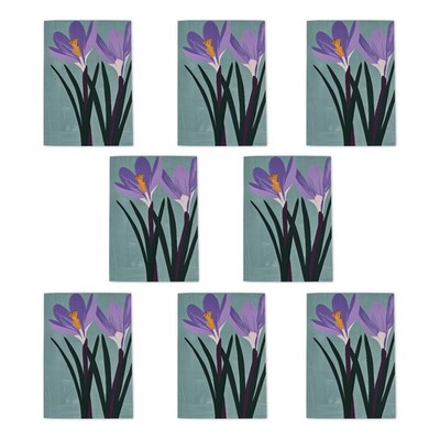 Zwei lila Krokus Blumen Malerei einfache Blumen Kunst Karten 8 Stück, leer A6