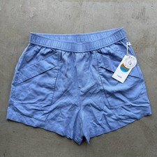 NWT Vuori Trestles Twill Shorts Womens M Bluebell High Rise VW3094 Linen Blend