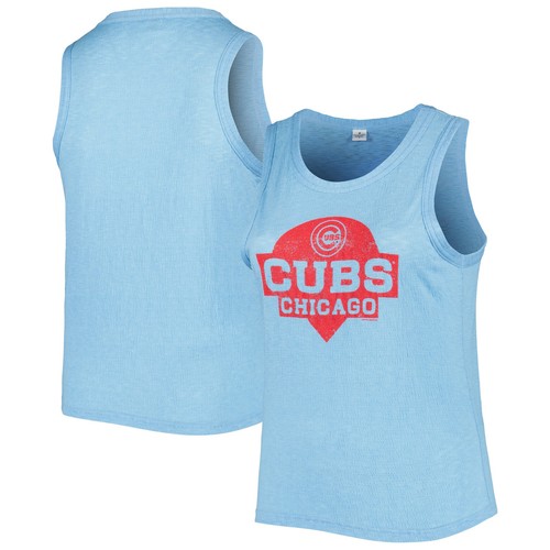 Women's Soft as a Grape Royal Chicago Cubs Plus Size High Neck Tri-Blend Tank