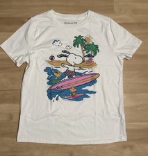 Abercrombie Kids Snoopy Surfing T-Shirt White 13/14 Peanuts Graphic Tee