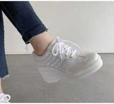 Women Cheerleaders Shoes Platform Wedge Sneakers High Heel Sneakers 9cm