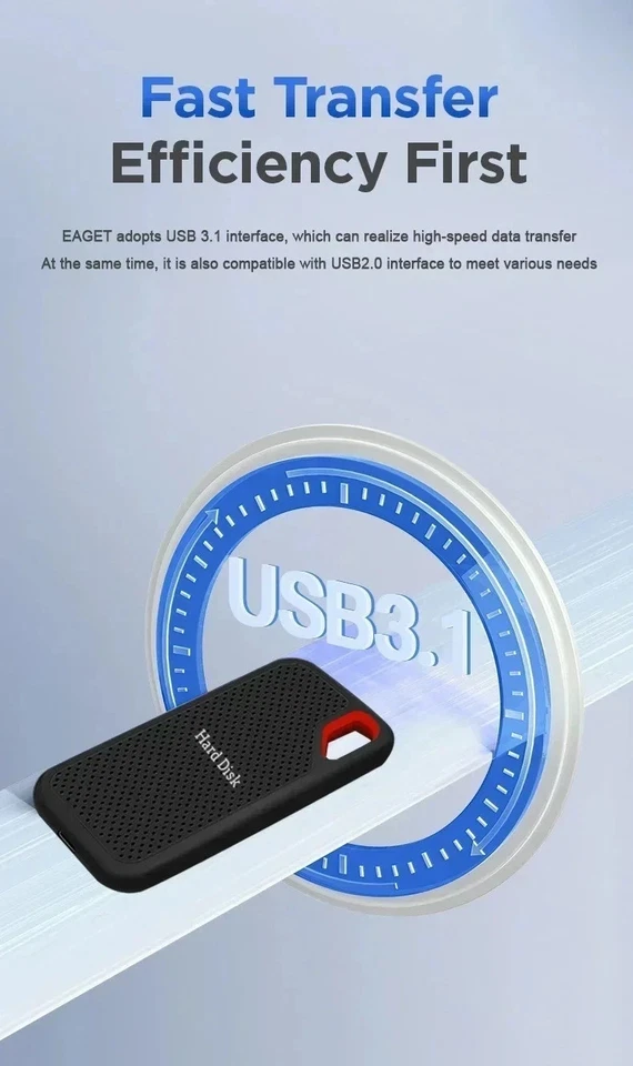 Tragbare SSD High Speed 1TB externe Festplatte USB 3.2 Typ-C für Laptop /MAC /PC - Bild 4 von 4