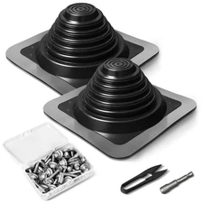 3 Metal Roof Vents Flashing, Roofing Boots Kit for Houses Fits Pipe Od 1/4 to...